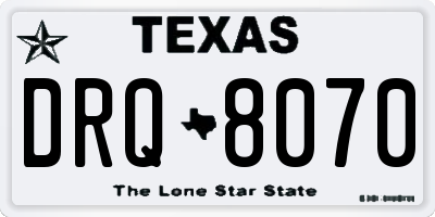 TX license plate DRQ8070