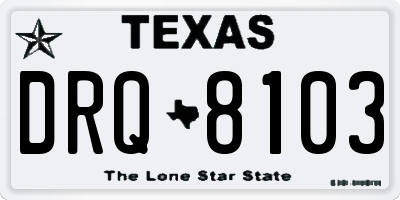 TX license plate DRQ8103