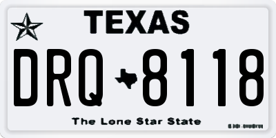 TX license plate DRQ8118
