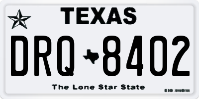 TX license plate DRQ8402