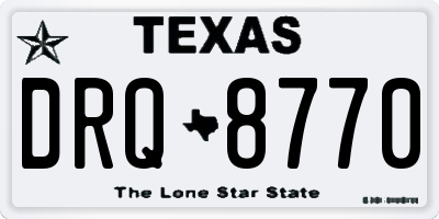 TX license plate DRQ8770