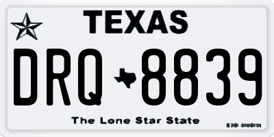 TX license plate DRQ8839