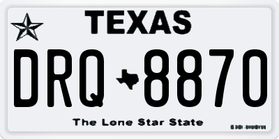 TX license plate DRQ8870