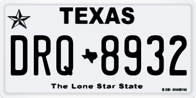 TX license plate DRQ8932