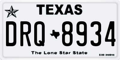 TX license plate DRQ8934