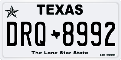TX license plate DRQ8992
