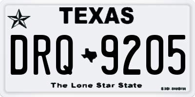 TX license plate DRQ9205