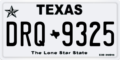TX license plate DRQ9325