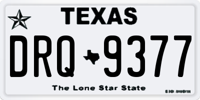 TX license plate DRQ9377