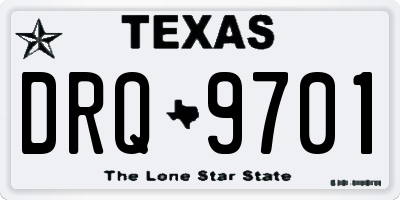 TX license plate DRQ9701