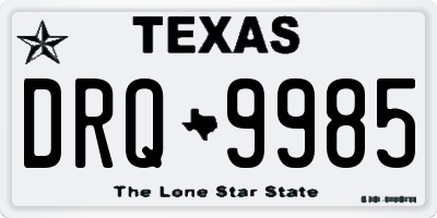 TX license plate DRQ9985