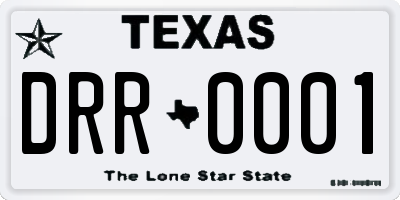 TX license plate DRR0001
