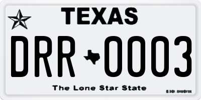 TX license plate DRR0003