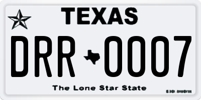 TX license plate DRR0007