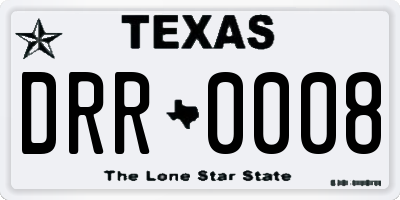 TX license plate DRR0008