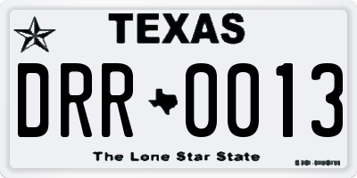 TX license plate DRR0013