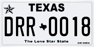 TX license plate DRR0018