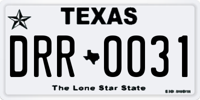 TX license plate DRR0031