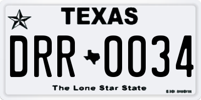 TX license plate DRR0034