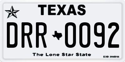TX license plate DRR0092