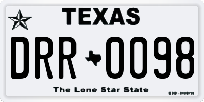 TX license plate DRR0098