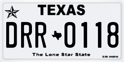 TX license plate DRR0118