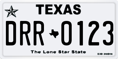 TX license plate DRR0123