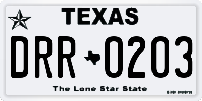 TX license plate DRR0203