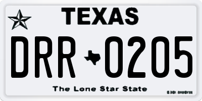 TX license plate DRR0205