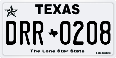 TX license plate DRR0208