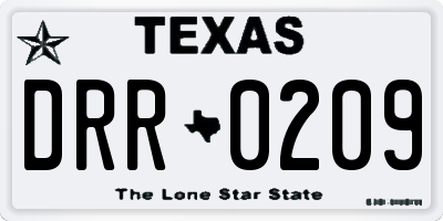 TX license plate DRR0209