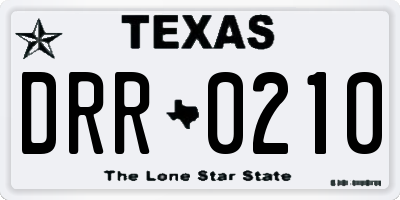 TX license plate DRR0210
