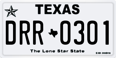 TX license plate DRR0301