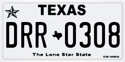 TX license plate DRR0308