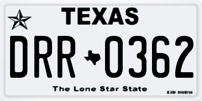 TX license plate DRR0362