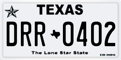 TX license plate DRR0402