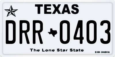 TX license plate DRR0403