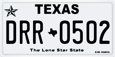 TX license plate DRR0502
