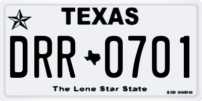 TX license plate DRR0701