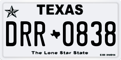 TX license plate DRR0838
