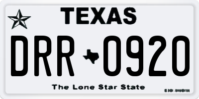TX license plate DRR0920