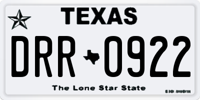TX license plate DRR0922