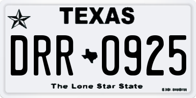 TX license plate DRR0925