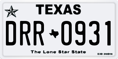 TX license plate DRR0931