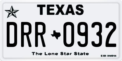 TX license plate DRR0932