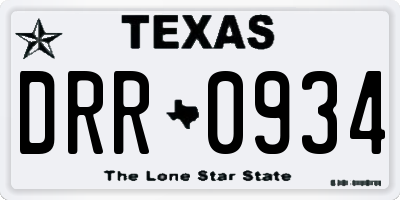 TX license plate DRR0934