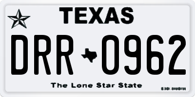 TX license plate DRR0962