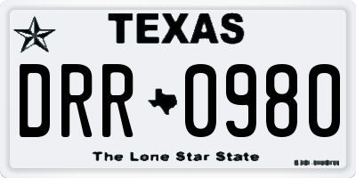 TX license plate DRR0980