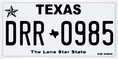 TX license plate DRR0985