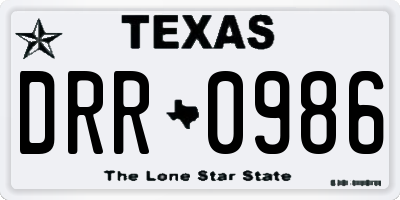 TX license plate DRR0986